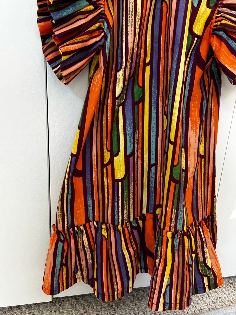 Elisamama girls abstract colorful print ruffle sleeve dress size 5 Nigerian